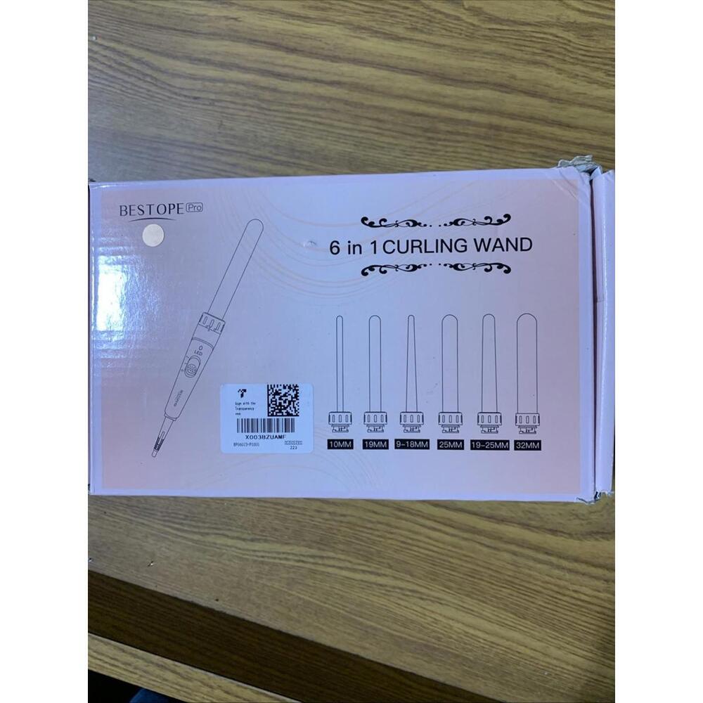BESTOPE Pro 6 in 1 Ceramic Curling Wand w/ 6 Ceramic Barrels